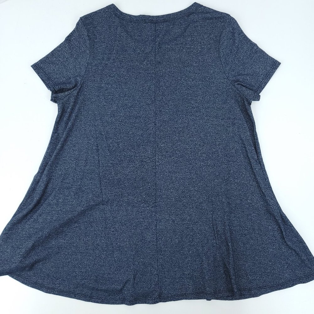 Acemi Womens Medium Navy Blue Fleck Swing Style Short Sleeve Blouse Tunic Top - Picture 3 of 8